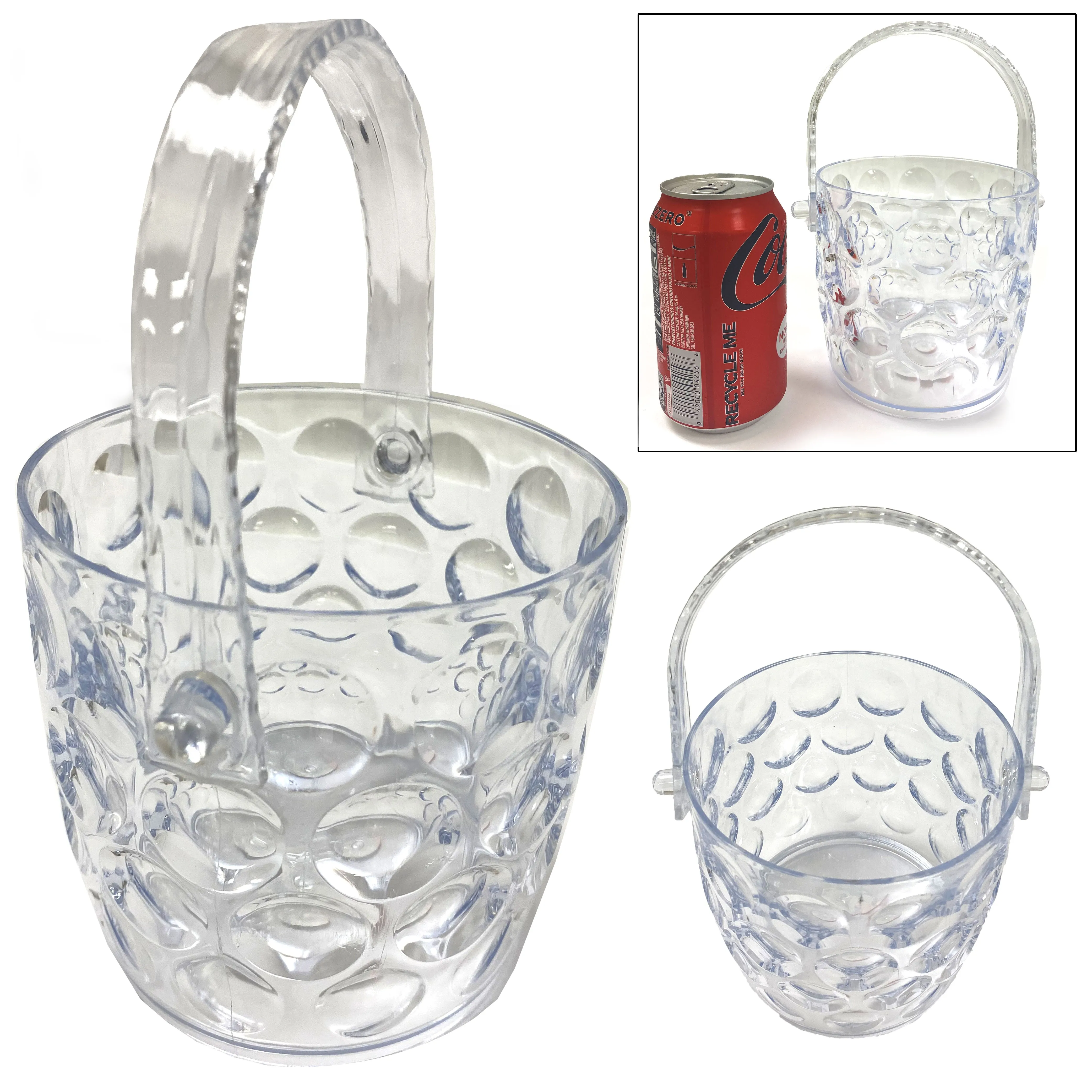 2 Plastic Clear Ice Bucket Container Cooler Wine Chiller Bar Party BPA Free 42oz