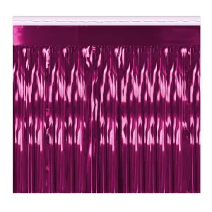 2-Ply Party Metallic Fringe Drape - cerise