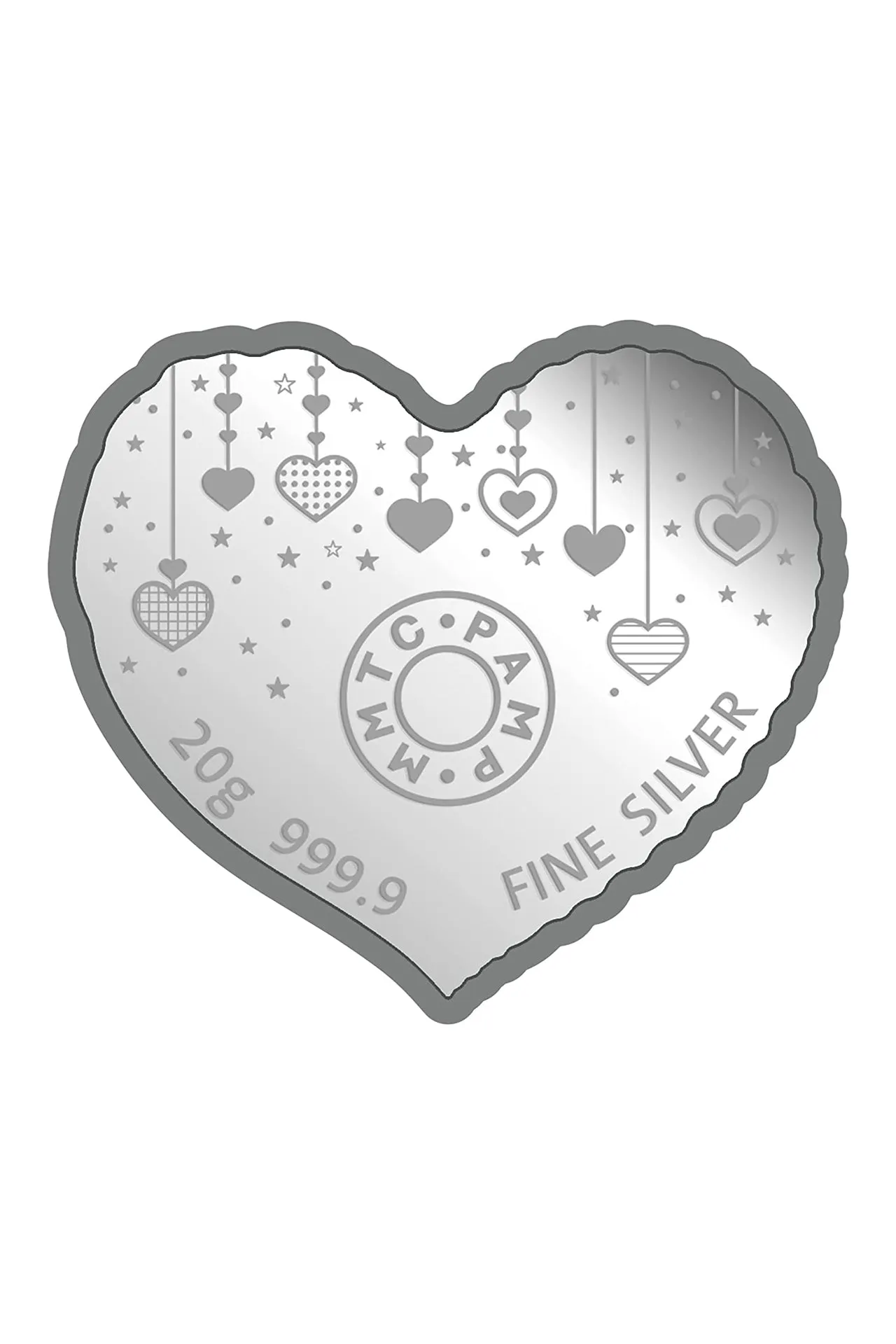 999 MMTC Pure Silver 20 Grams Heart Coin (Design 8)