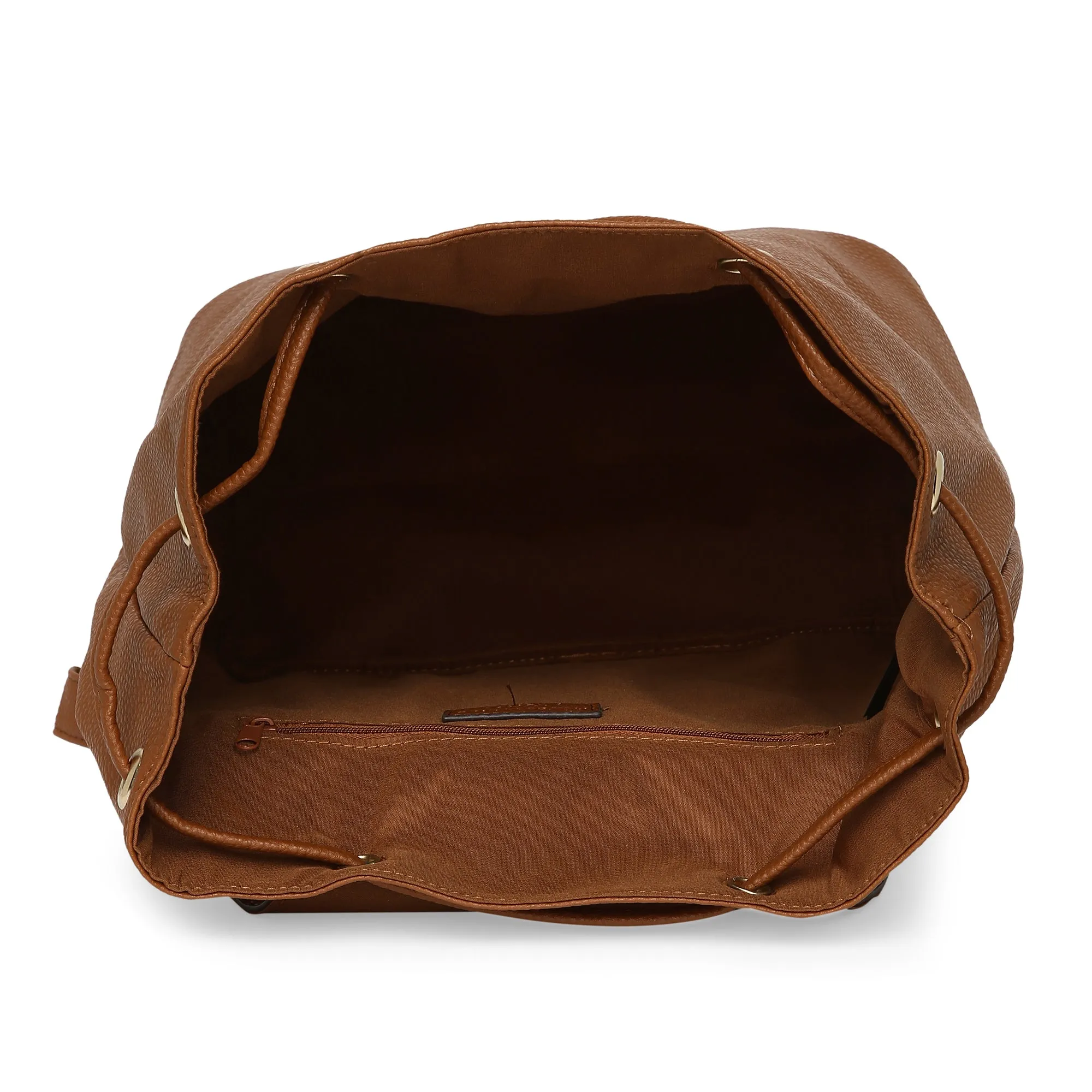 Accessorize London Women'S Faux Leather Tan Khloe Backpack