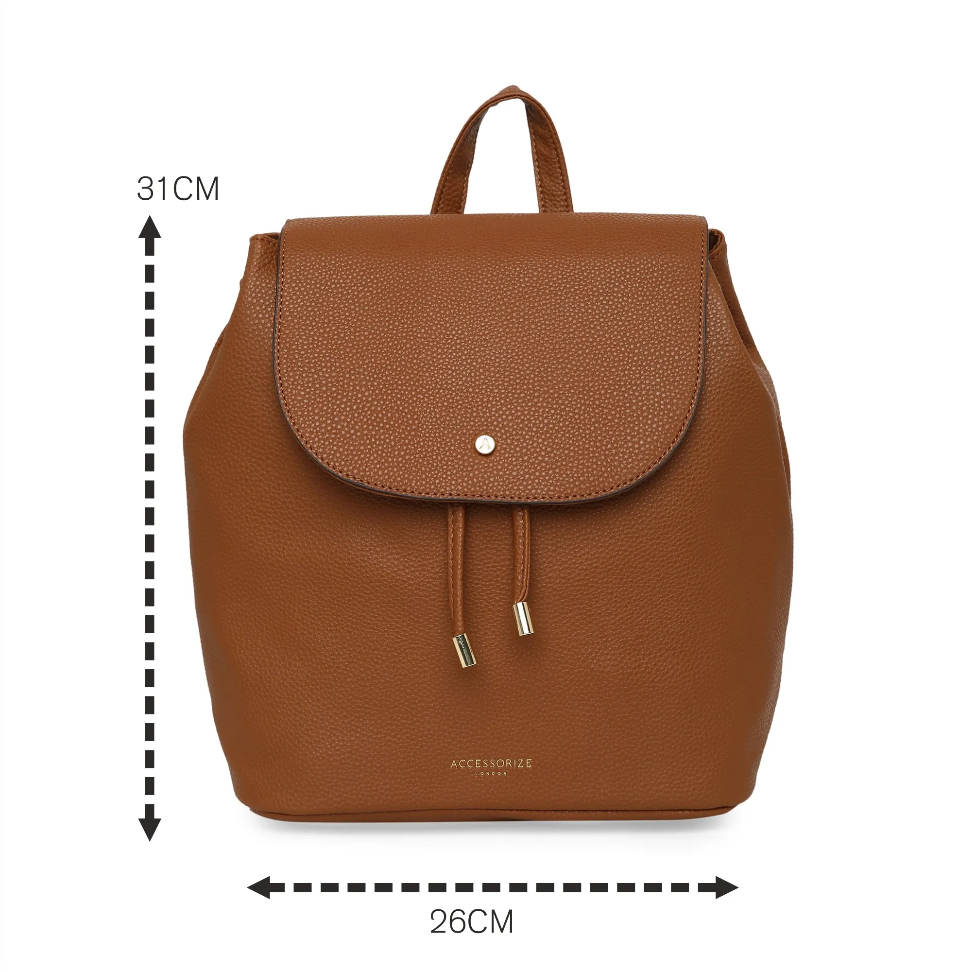Accessorize London Women'S Faux Leather Tan Khloe Backpack