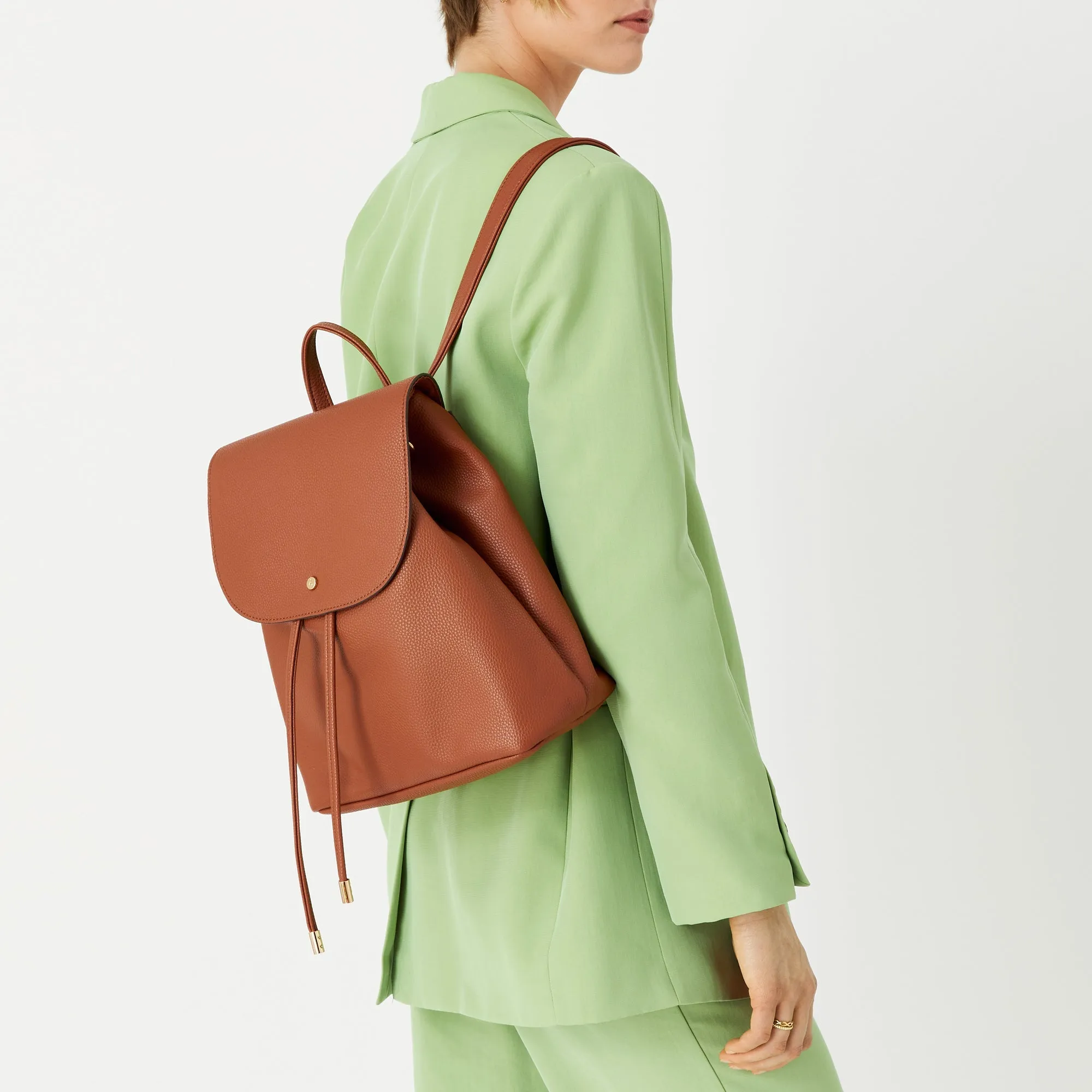 Accessorize London Women'S Faux Leather Tan Khloe Backpack
