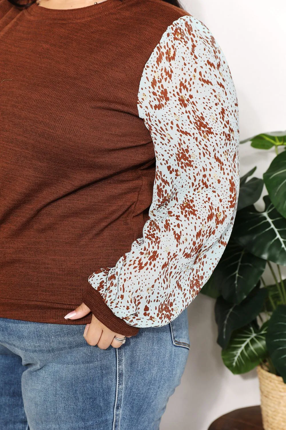 And The Why  Full Size Foil Printed Sleeve Top 2-6 business days