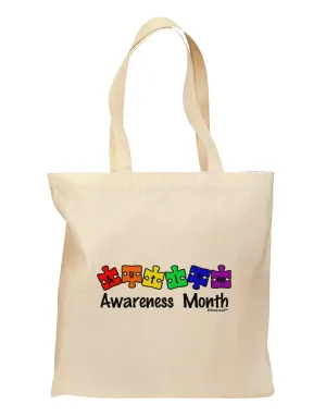 Autism Awareness Month - Colorful Puzzle Pieces Grocery Tote Bag by TooLoud