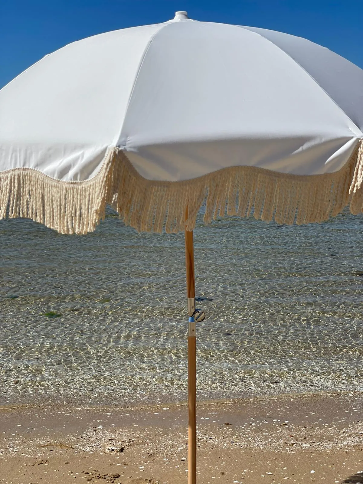 Back Beach Lane Premium Beach Umbrella - St Andrews White