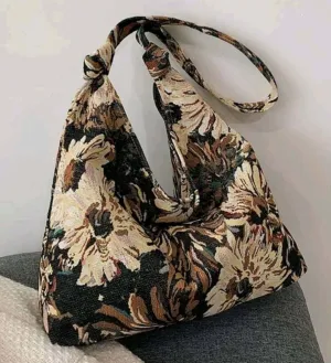 Bag - Tote - vintage floral boho embroidered
