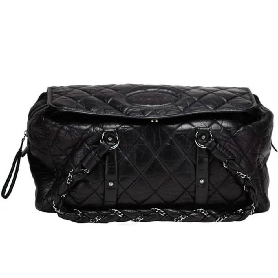 Chanel Vintage Distressed Calfskin Quilted Tote