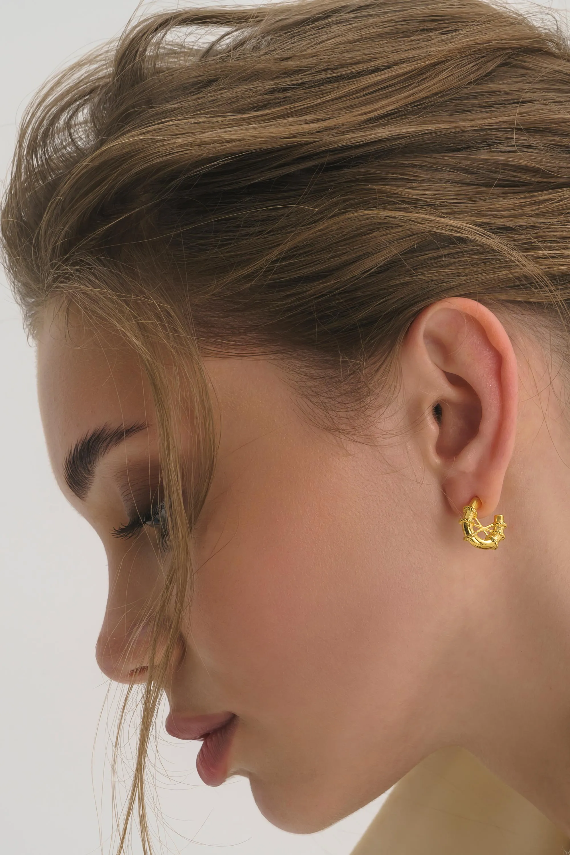 Chunky Gold Rope Huggie Hoop Earrings