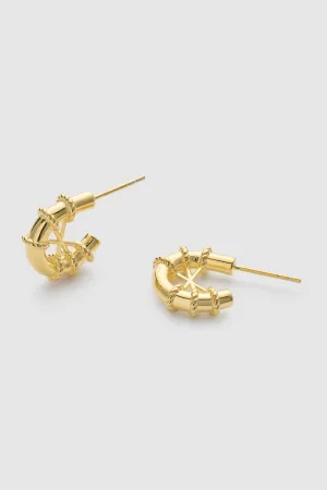 Chunky Gold Rope Huggie Hoop Earrings