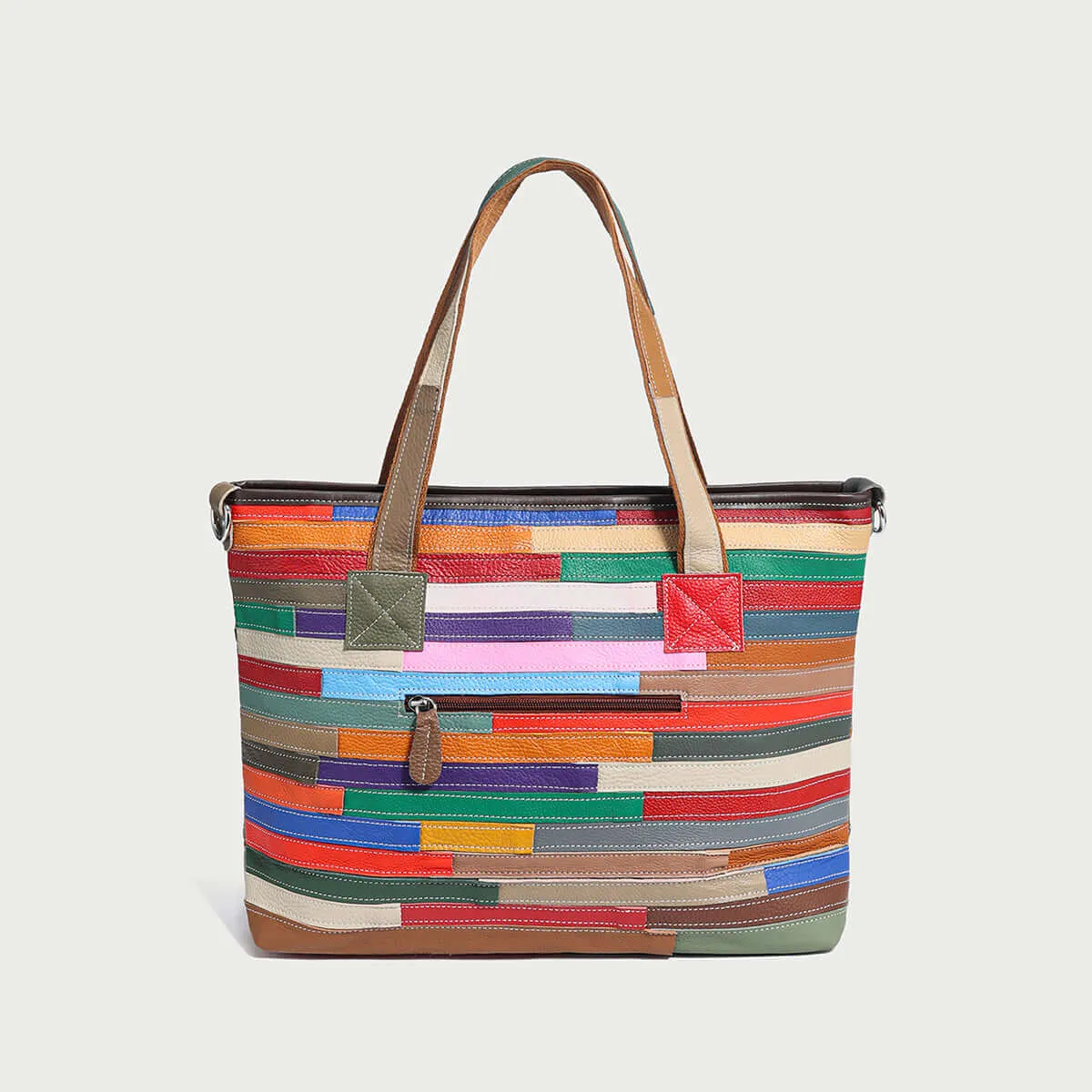 Colorful Hippie Leather Tote Bag