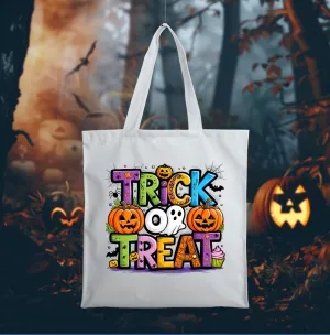 Colorful Trick or Treat Halloween Tote Bag