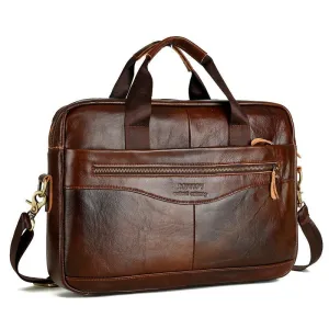 Cowhide Leather High Quality Luxury Business Messenger Laptop bag
