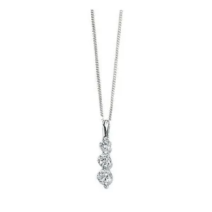 Cubic Zirconia Three stone Silver Pendant