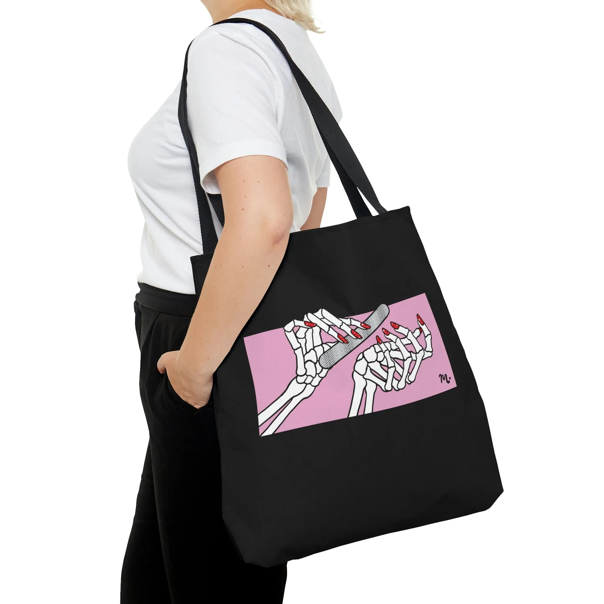 Dead But Nailed it Black Tote Bag