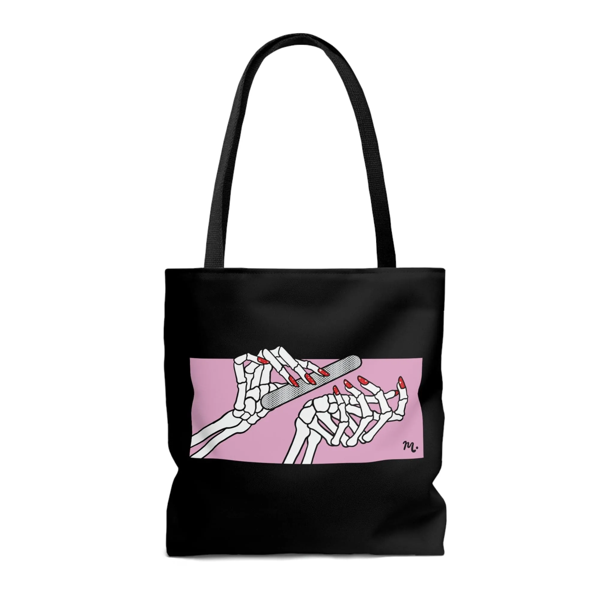 Dead But Nailed it Black Tote Bag
