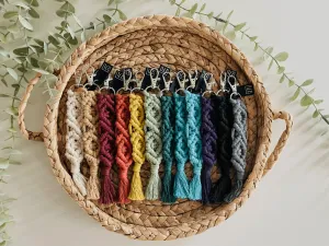 Diamond Macrame Keychain, Boho, Bag Charm, Accessory, Woven