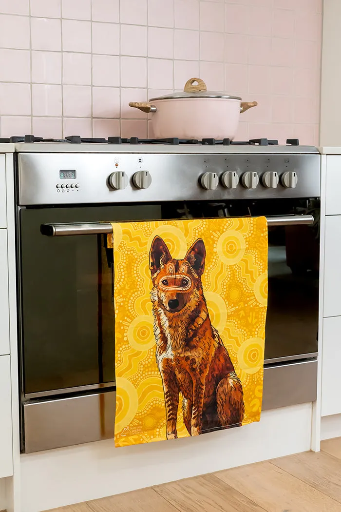 Dingo (Wilkarr) 'Australian Wildlife Conservancy' Linen Blend Tea Towel