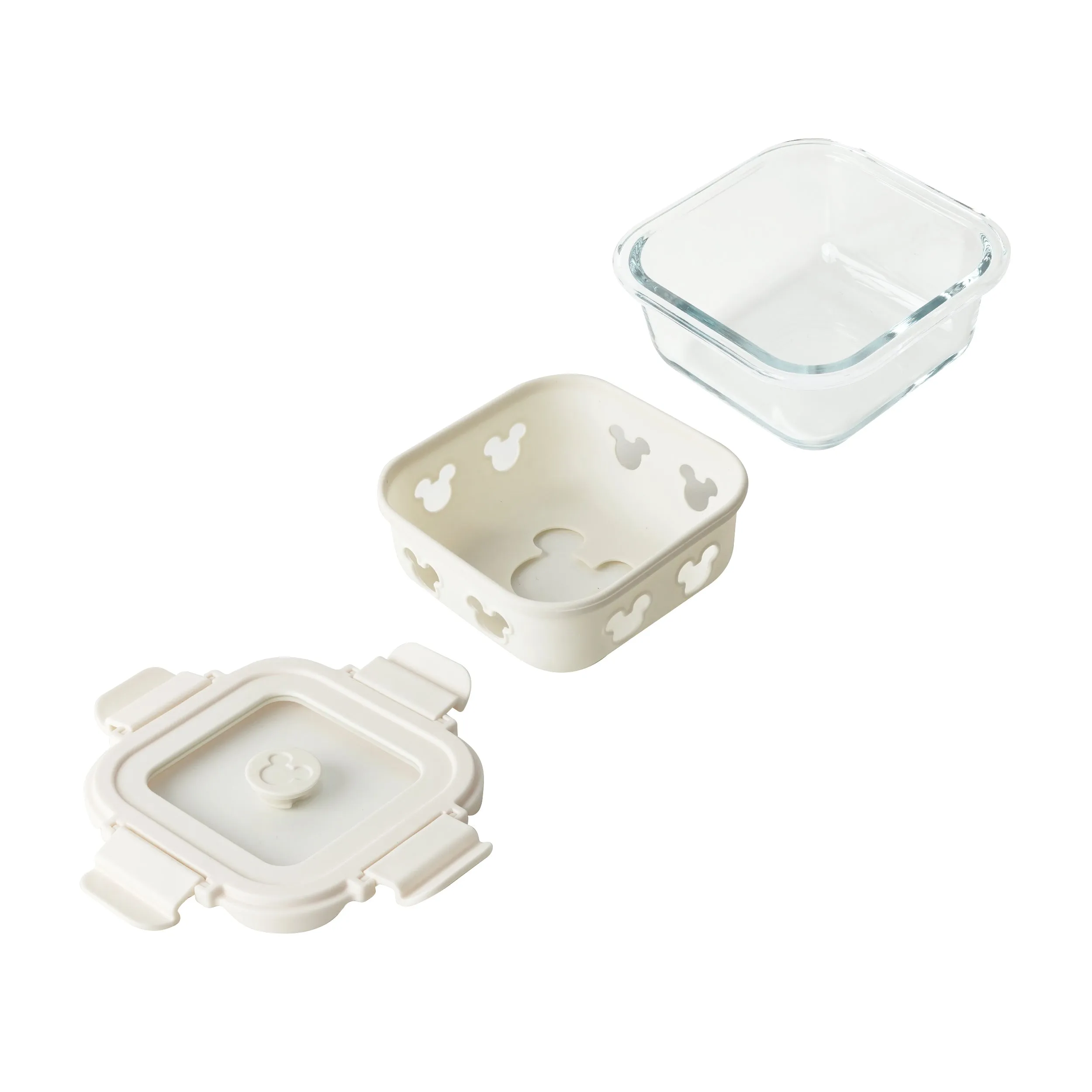 Disney Square Glass and Rectangle Glass Container with Air Tight Detachable Lid