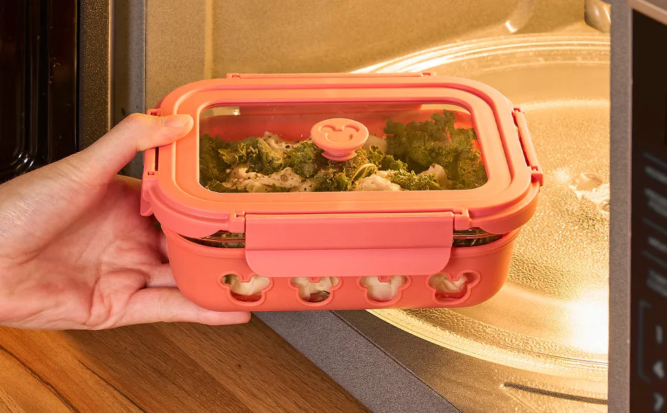 Disney Square Glass and Rectangle Glass Container with Air Tight Detachable Lid