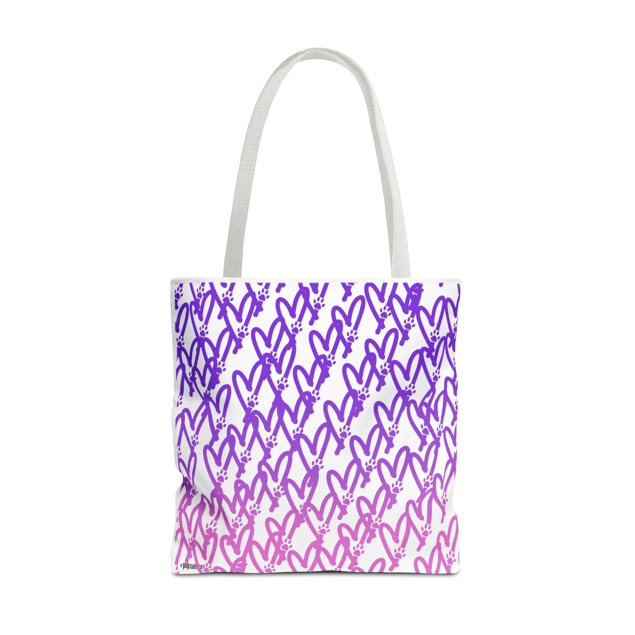 Dog Mom Heart and Dog Paw Ombre Tote Bag