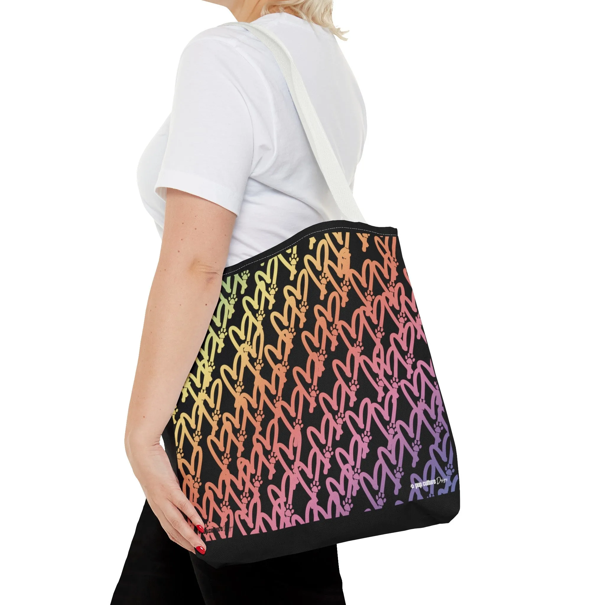Dog Mom Heart and Dog Paw Ombre Tote Bag