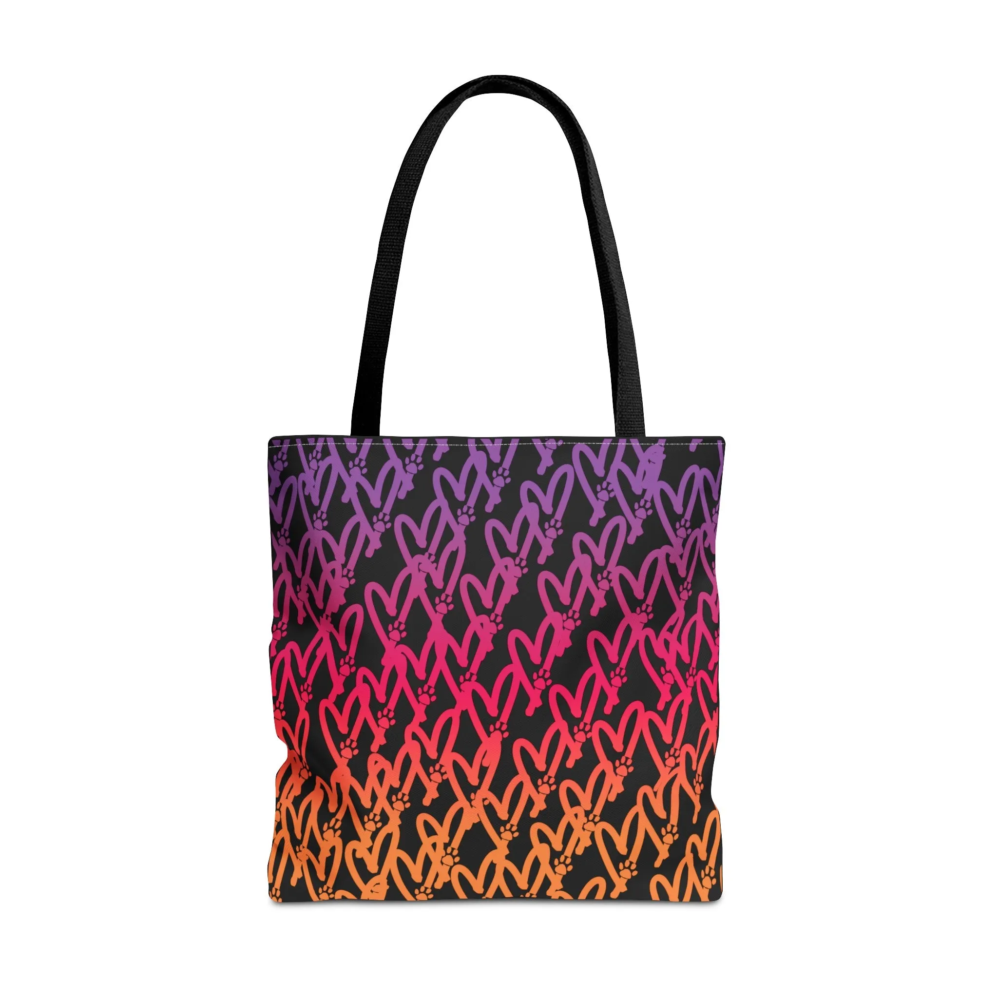 Dog Mom Heart and Dog Paw Ombre Tote Bag