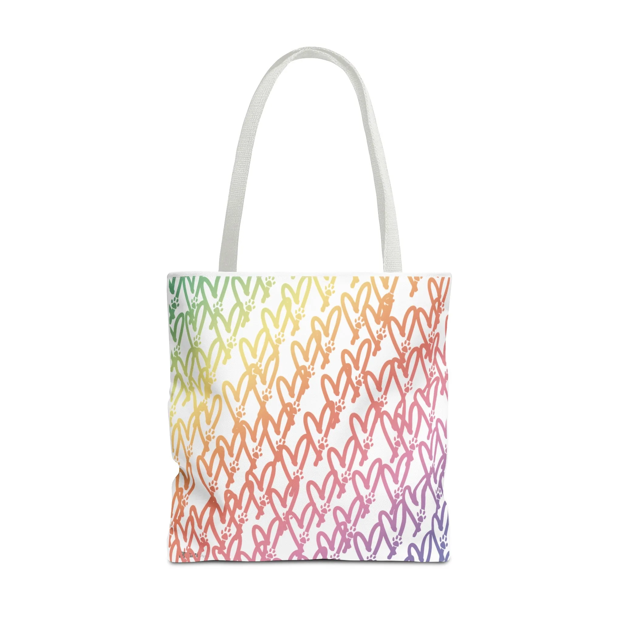 Dog Mom Heart and Dog Paw Ombre Tote Bag