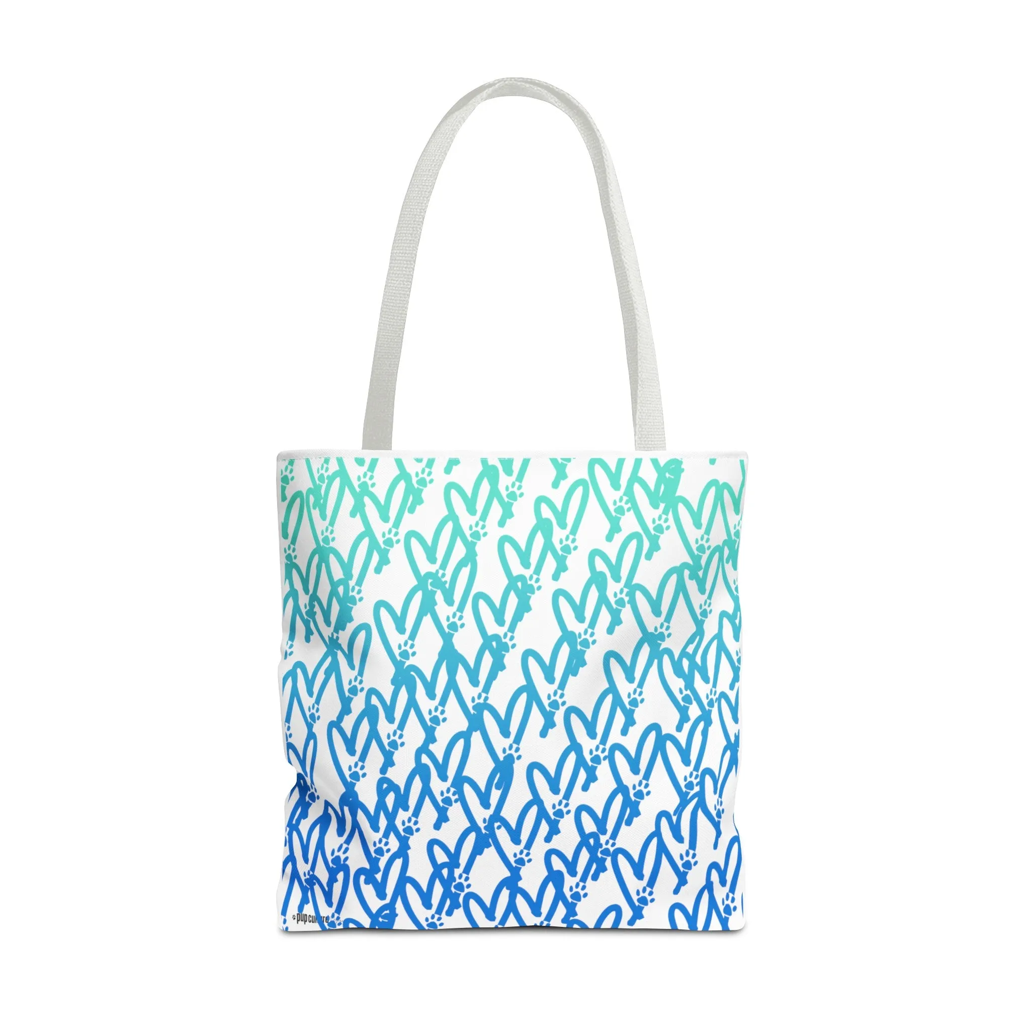 Dog Mom Heart and Dog Paw Ombre Tote Bag