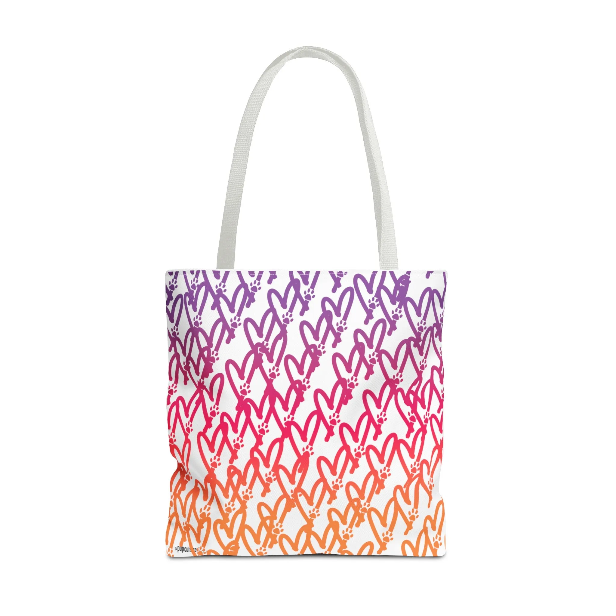Dog Mom Heart and Dog Paw Ombre Tote Bag