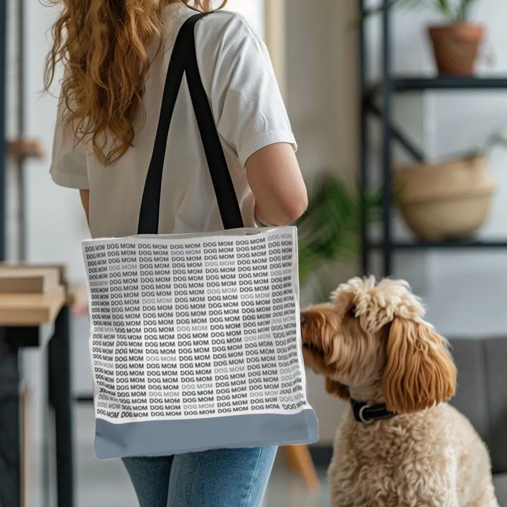 Dog Mom Word Art Tote with Colorful Accents | Multiple Colors