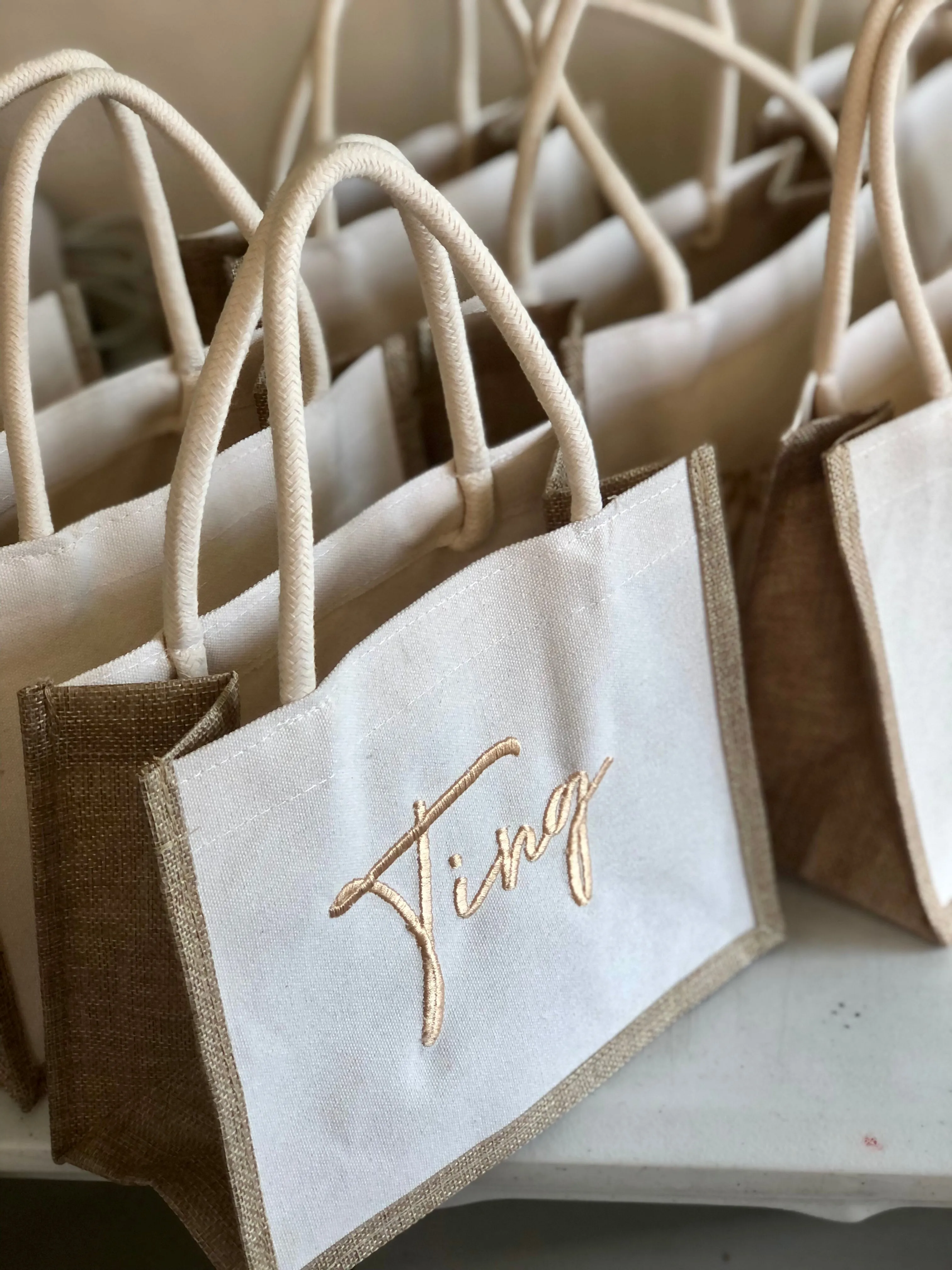 Embroidered Linen Tote