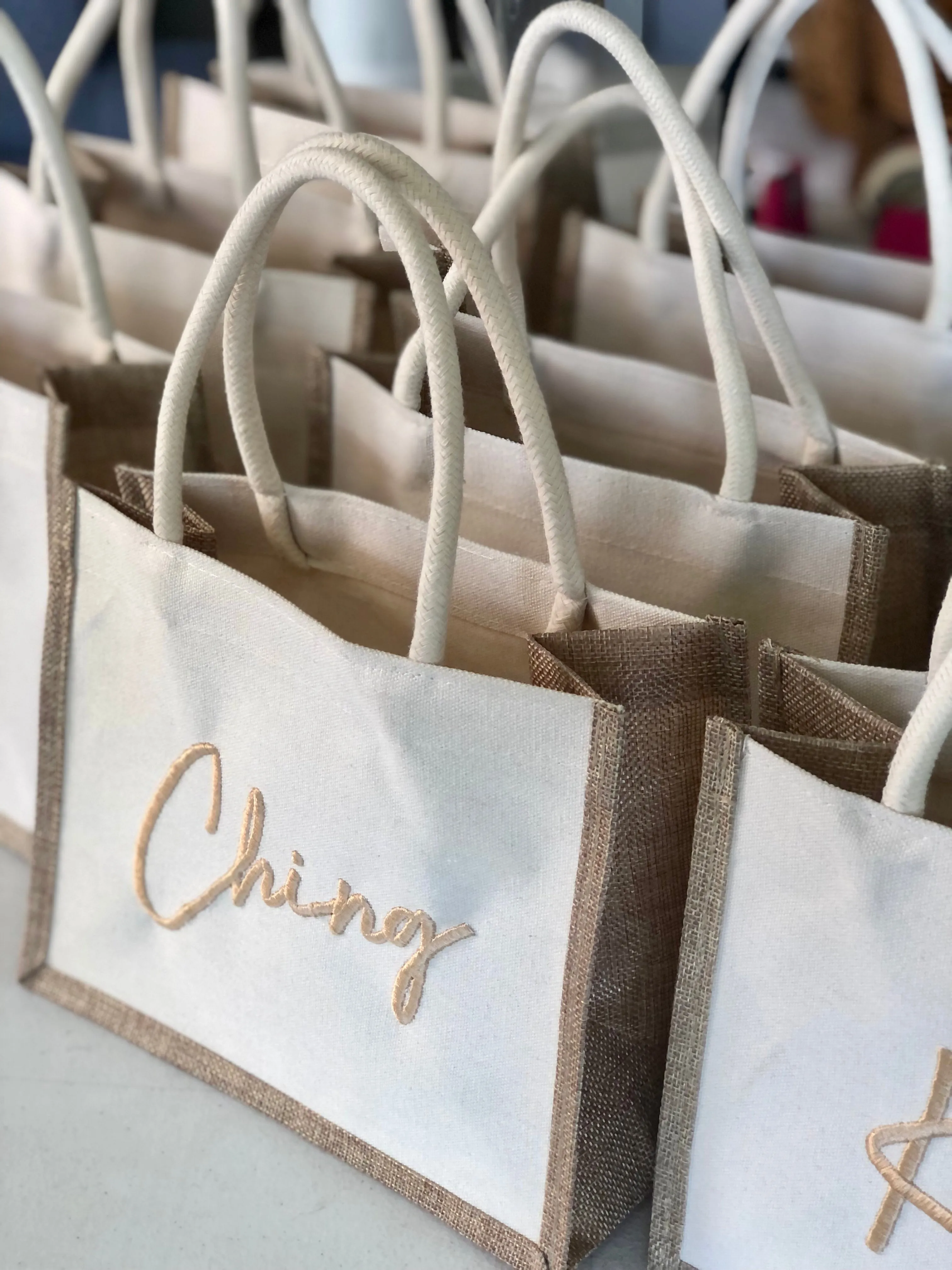 Embroidered Linen Tote
