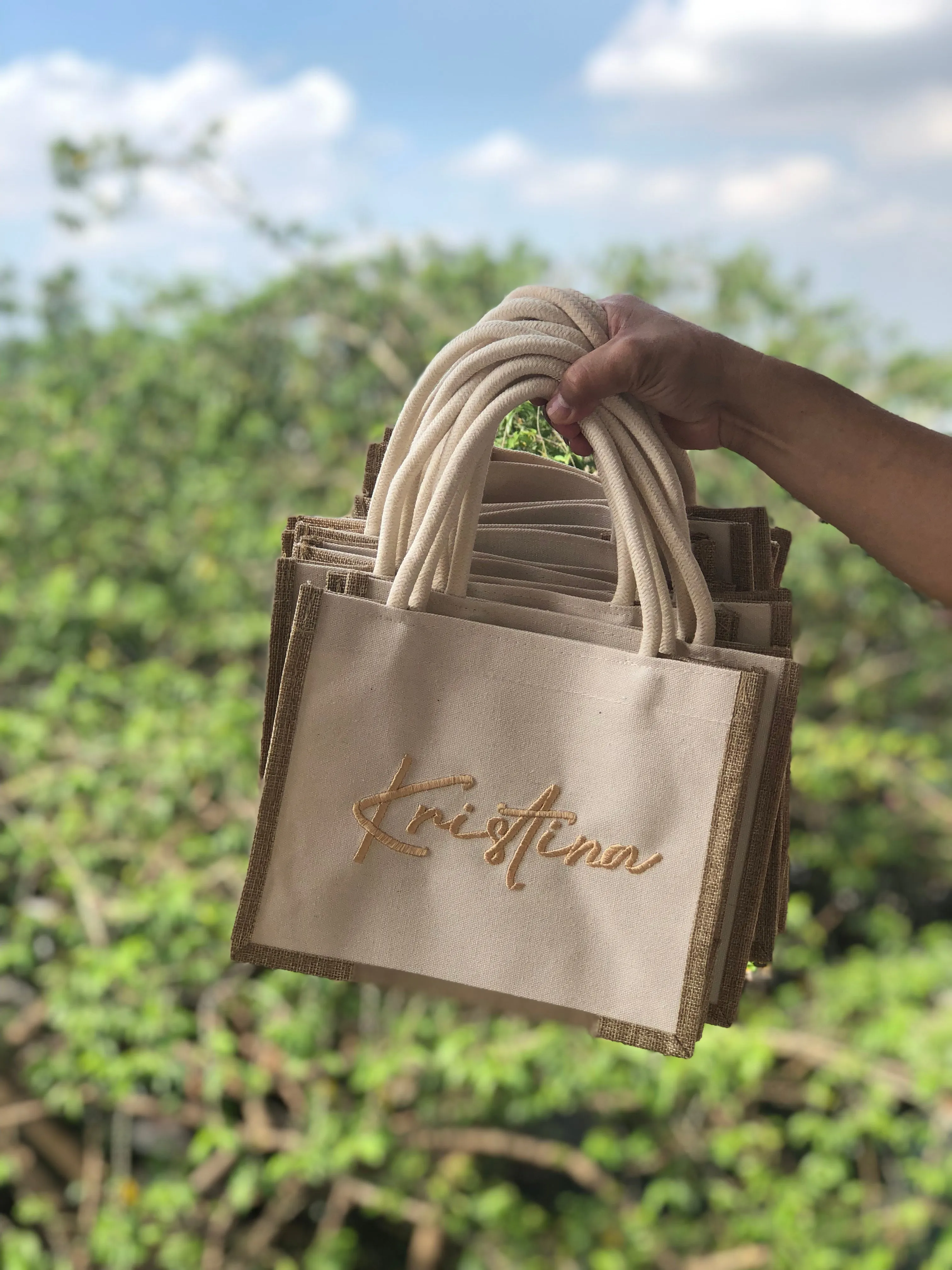 Embroidered Linen Tote