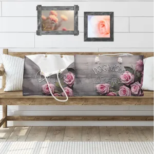 Farmhouse Rustic Pink Rose Dog Mom Weekender Large Tote