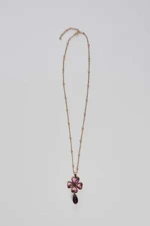 Floral Pendant Necklace - Mauve
