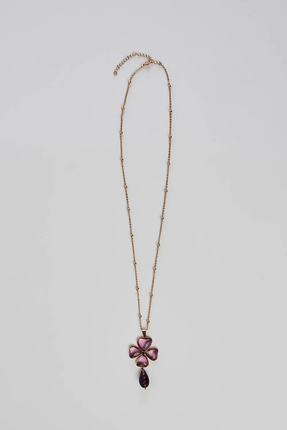 Floral Pendant Necklace - Mauve