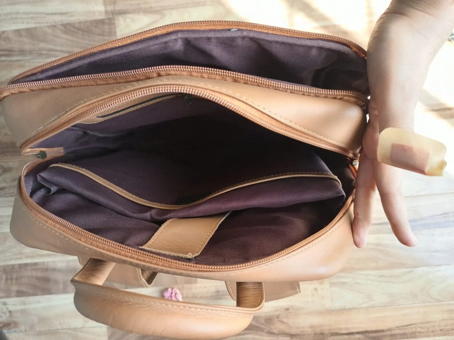 Genuine Brown Leather Laptop Backpack