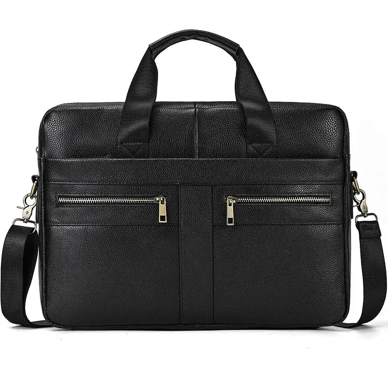 Genuine Leather Briefcase Bag for 15.6 inch laptop computer bag cowskin handbag for men male leather crossbody shoulder bag