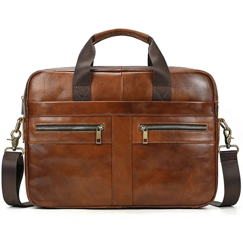 Genuine Leather Briefcase Bag for 15.6 inch laptop computer bag cowskin handbag for men male leather crossbody shoulder bag