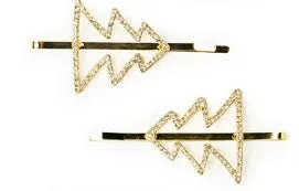 GOLD CHRISTMAS TREE BLING HAIR CLIPS