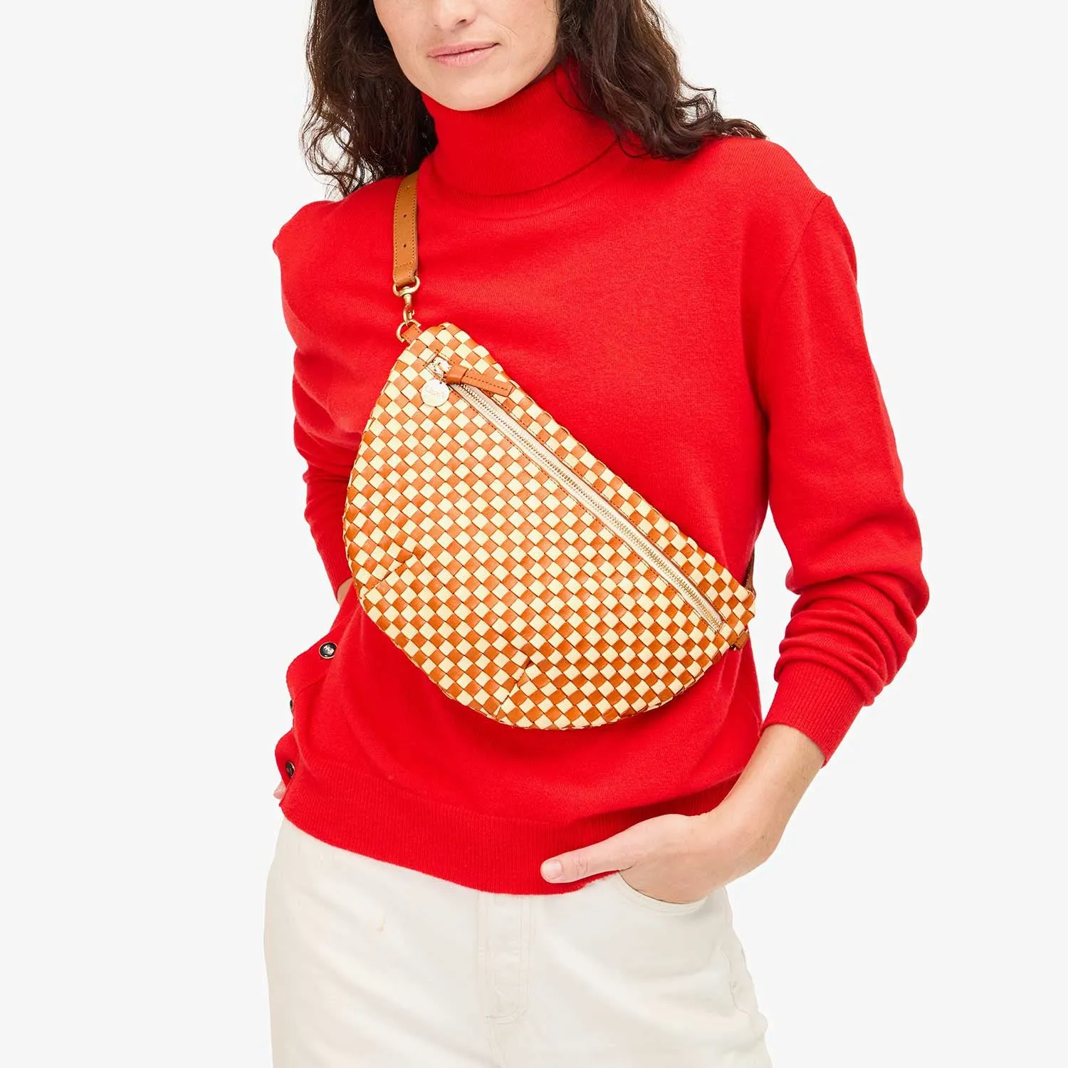 Grande Fanny Pack (Natural   Cream Woven Checker)