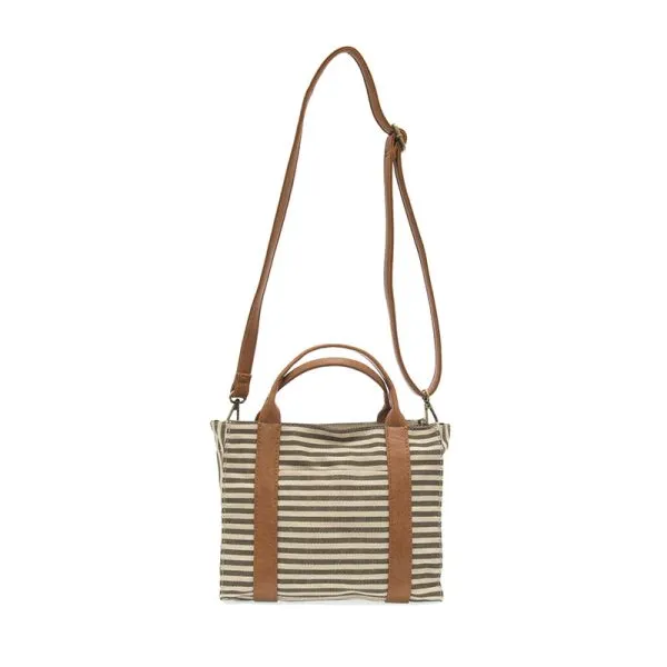 Gwen Striped Canvas Tote - L8169-15 -   Women's  NEUTRAL & WHITE