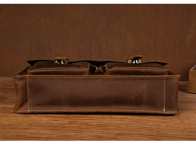 Handmade Full Grain Leather Briefcase Leather Messenger Bag