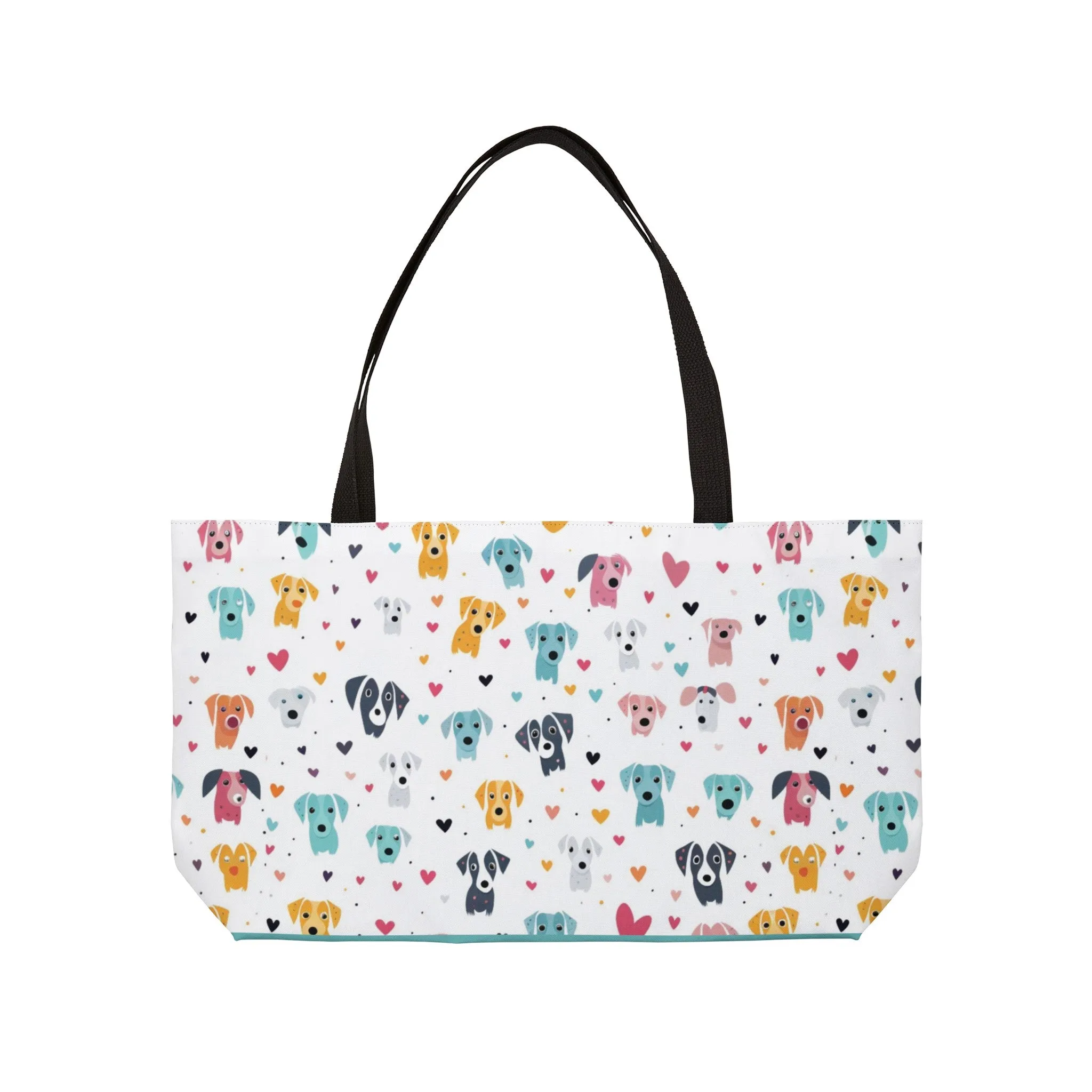 Hearts n' Pups Whimsical Dog Themed Weekender Large Tote Bag