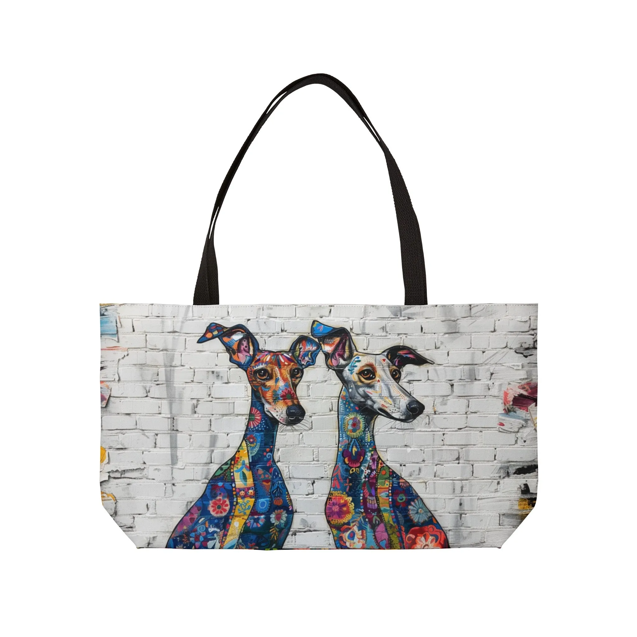 Italian Greyhound Original Floral Dog Art Themed Large Weekender Tote Bag