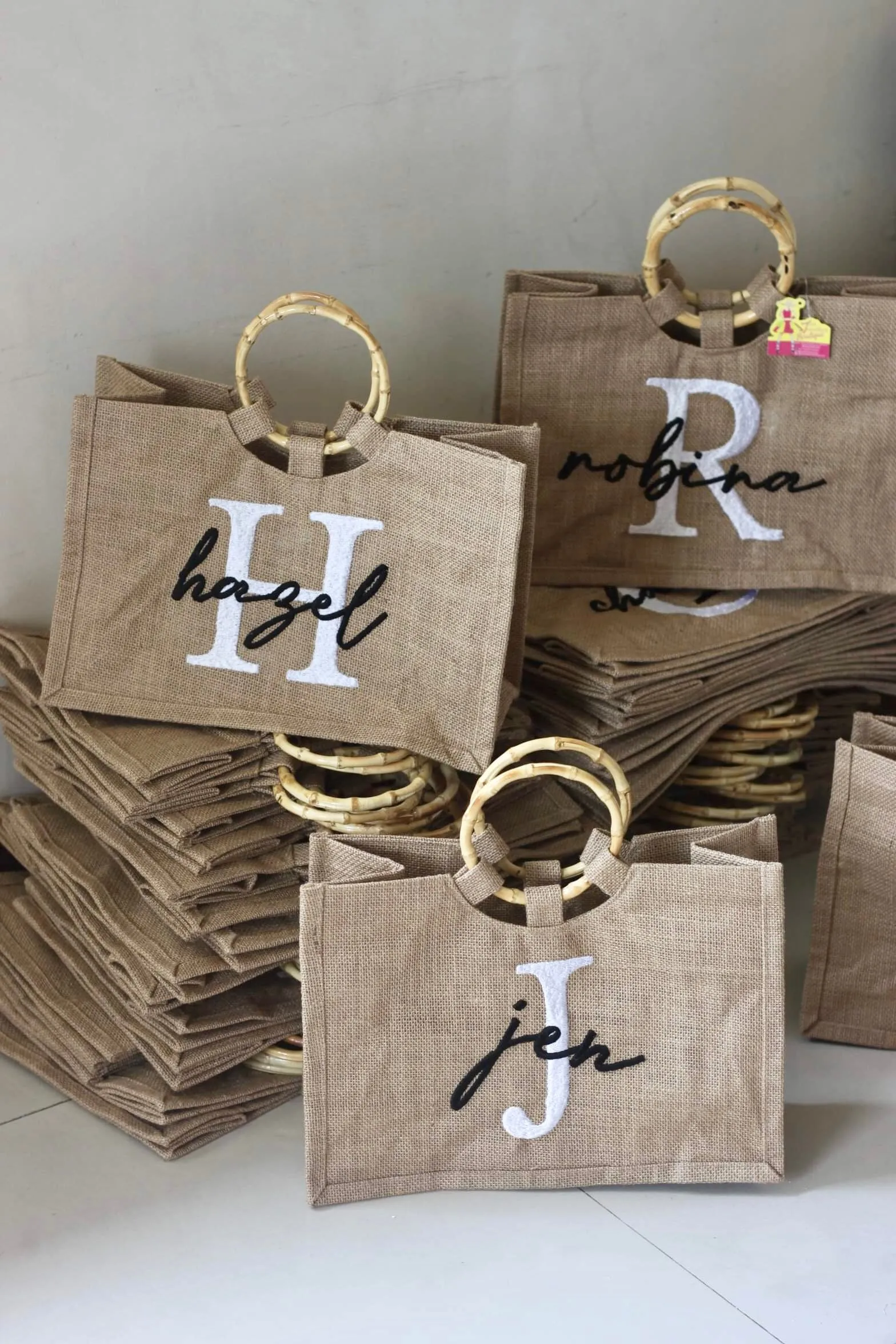 Jute Tote with Bamboo Handle