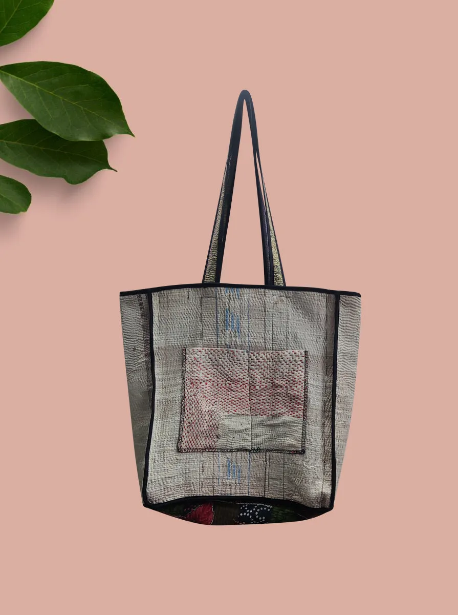 kantha vintage tote bag rosa