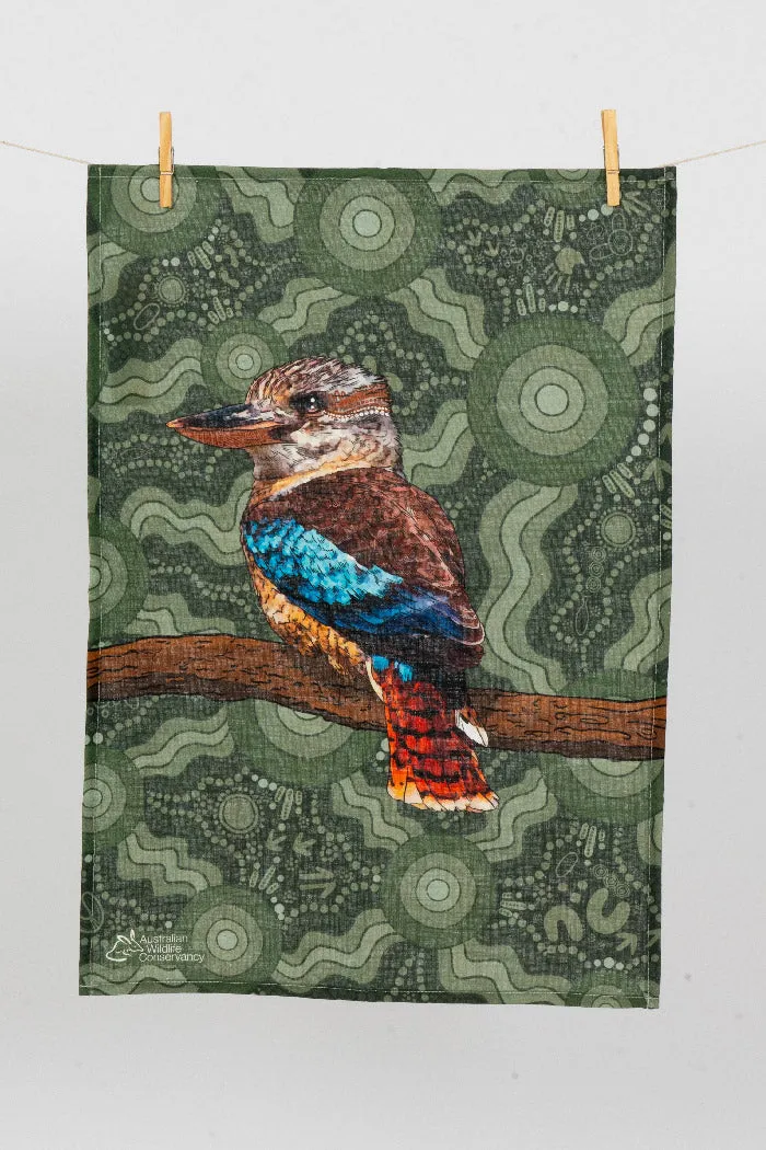 Kookaburra (Durdilapka) 'Australian Wildlife Conservancy' Linen Blend Tea Towel