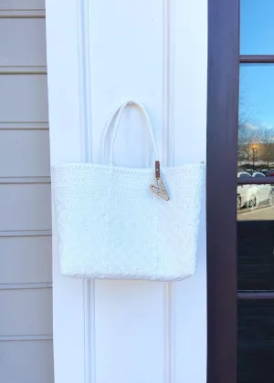 Maria Victoria Alignment Handwoven Tote-White Small
