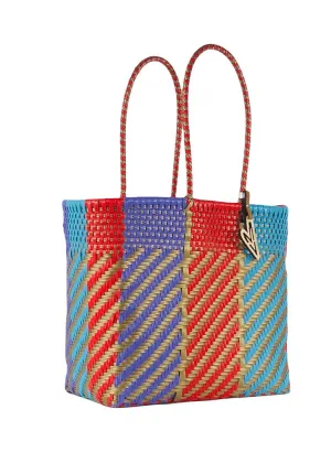 Maria Victoria Atemporal Handwoven Tote-Turq/Lilac-Medium